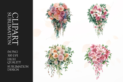 Rustic Garden Rose Bouquet Clipart Sublimation PNG Product Image 1
