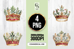 Botanical Royal Crown Clipart Sublimation PNG Product Image 1
