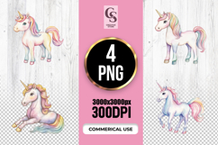 Pastel Unicorn Watercolor Clipart Sublimation PNG Product Image 1