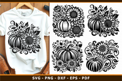 Pumpkin Sunflower SVG, Autumn SVG, Fall SVG, Floral Pumpkins Product Image 1