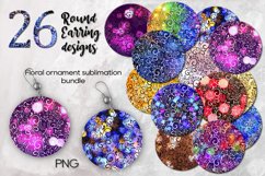 Floral ornament | 26 Round earring sublimation designs, PNG Product Image 1