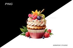 Tropical Floral Cupcake Clipart, Product Image 1