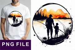 Dad Fishing Watercolor Shirt, Fathers Day Sublimation PNG Product Image 1