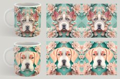 3D Dog Floral Mug Wrap | Sublimation Coffee Product Image 3