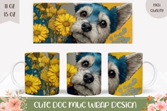 Cartoon Dog Mug Design, Yorkshire Terrier Mug, Floral Mug Product Image 1