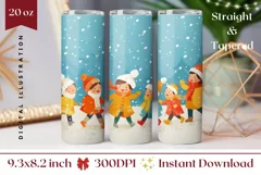 Christmas Tumbler Wrap Design, Snowflake Tumbler Sublimation Product Image 1