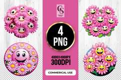 Smiley Daisy Clipart Sublimation PNG Product Image 1