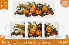 Vintage Fall Mug Wrap, Harvest Pumpkin Mug Sublimation Product Image 1
