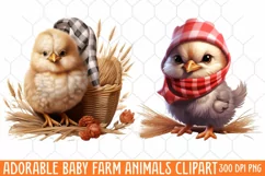 Adorable Baby Farm Animals clipart, Watercolor Clipart Product Image 1