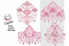 Embroidery, Flowers, Lace, PNG, Clipart, Pink Product Image 1