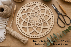 Round basket base with geometric shape mandala 14 inch 35 cm Product Image 1