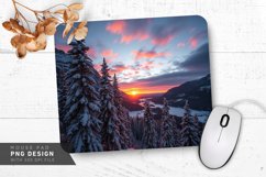 Peaceful Snowy Town with Snowflakes Mouse Pad PNG Product Image 1