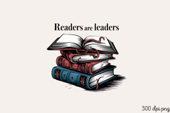 Readers are leaders PNG, Book Lover Sublimation PNG Product Image 2