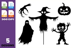 Halloween Silhouette Clipart Set Product Image 1