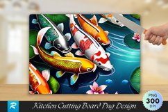 Colorful Koi Fishes In A Pond Cutting Board PNG Design Product Image 1