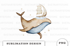 Watercolor Whale Dreams png Product Image 1