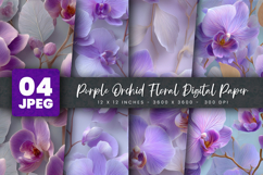 Purple Orchid Floral Digital Paper Product Image 1