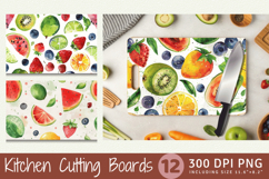 Watercolor Summer Fruits Cutting Boards sublimation Design Product Image 1
