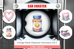 Vintage Pastel Classroom Car Coaster Product Image 1