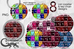 Cats design bundle | Car coaster &amp; key chain sublimation Product Image 1