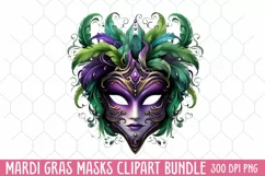 Mardi Gras Masks Clipart, Watercolor Mardi Gras Mask Product Image 1