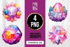 Colorful Crystal Cluster Clipart Sublimation PNG Product Image 1
