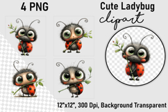 Cute Ladybug Clipart PNG, Clipart PNG Product Image 1