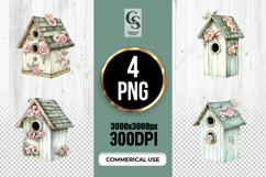 Vintage Floral Birdhouse Clipart Sublimation PNG Product Image 1
