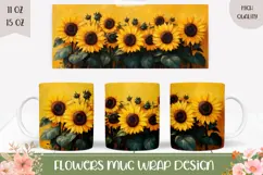 Watercolor Flowers Mug Design, Sunflowers Sublimation Mug Product Image 1