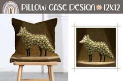 Floral Wolf Pillow Design, Animals Pillow Sublimation Product Image 1