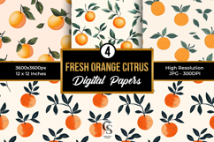 Fresh Orange Citrus Digital Paper Product Image 1