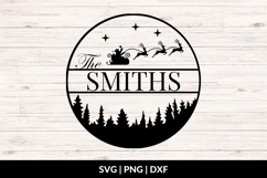 Christmas Family Name SVG - Santa Sleigh Product Image 1
