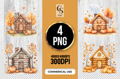 Autumn woodland house Clipart Sublimation PNG Product Image 1