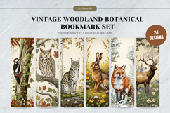 Vintage Woodland Botanical Bookmark Set,Cottagecore Mushroom Product Image 1