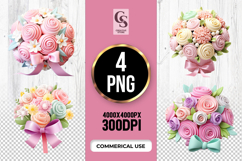 Cute Pastel Flower Bouquet Clipart Sublimation PNG Product Image 1