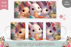 Cute Spring Mug Wrap Design, Easter Bunnies Mug Template Product Image 1