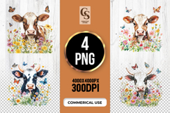 Cow Floral Clipart Sublimation PNG Product Image 1