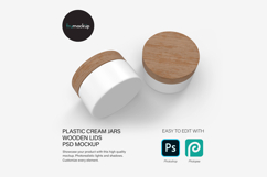Plastic Jars With Wooden Lids - PSD Mockup Product Image 1