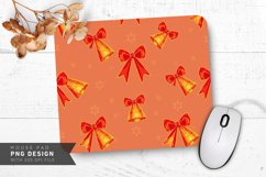 Red And Gold Holiday Bells Pattern Mouse Pad PNG Design Product Image 1