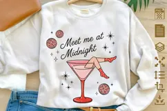 Meet Me At Midnight PNG - Retro New Year’s Eve Sublimation Product Image 1