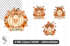 Autumn Pumpkin Season Clipart Sublimation PNG Product Image 1