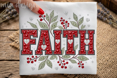 Faith PNG, Red Rhinestone Christian Bling Sublimation Design Product Image 1