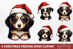 Christmas Peeking Dogs Clipart PNG Product Image 1