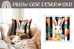 Cute Easter Bunny Pillowcase, Cartoon Carrot Pillow Print Product Image 1