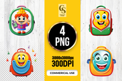 Cartoon School Backpack Character Clipart Sublimation PNG Product Image 1