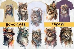 Watercolor Boho Cats Clipart Sublimation Product Image 2