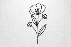 Single Stem Floral Line Art Embroidery Design Product Image 1