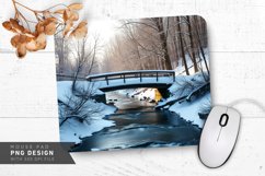 Snow Covered Bridge in Winter Wonderland Mouse Pad PNG Product Image 1