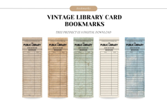 Vintage Library Card Bookmarks, Printable Reading List Product Image 1