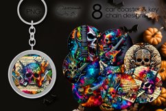 Music &amp; skulls | 8 Halloween Car coaster &amp; key chain designs Product Image 1